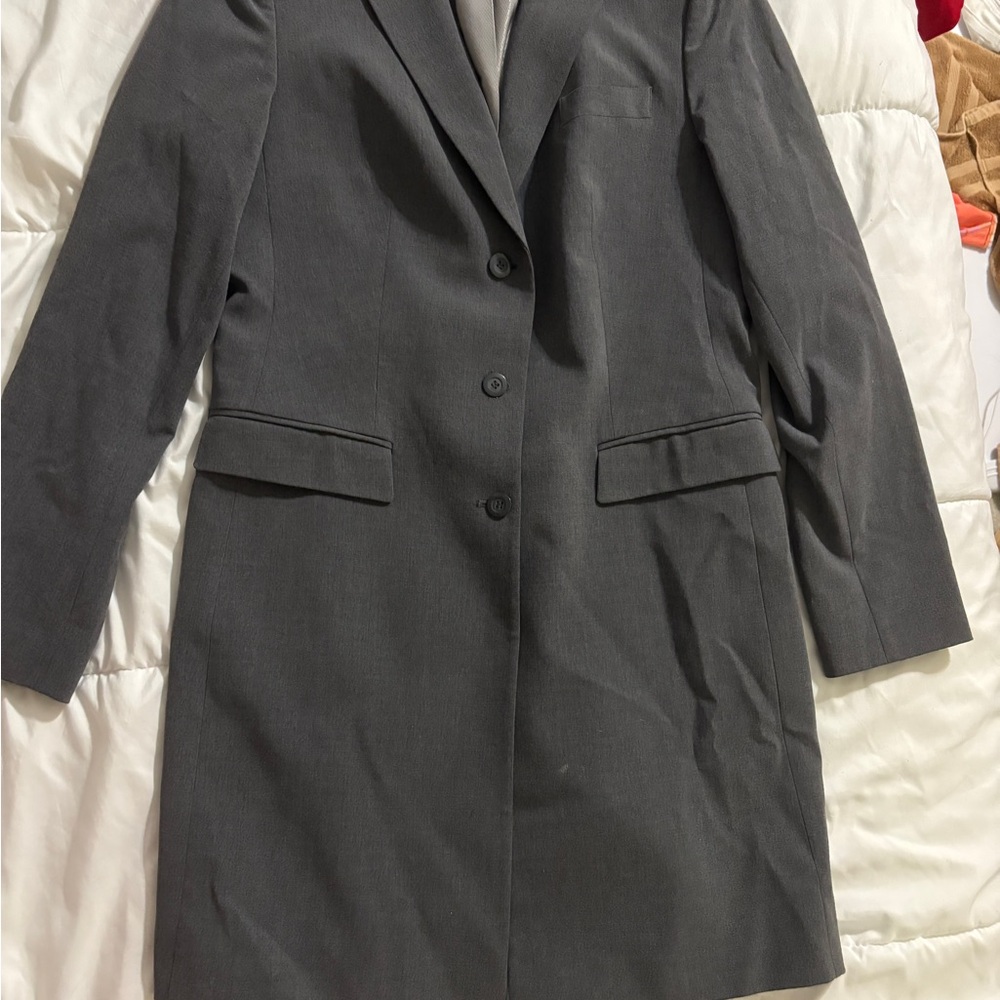 Express stretch women’s grey long blazer size 11/12 with shoulder pads